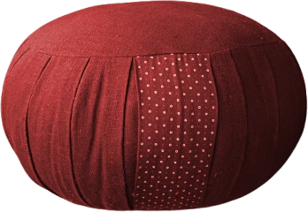 Zafu artisanal rouge vermillon en toile de coton garni de kapok végétal