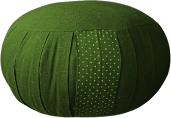 Zafu artisanal vert en coton naturel épais pour assise au sol